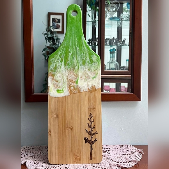 Other - #608 Hand Drawn and Wood Burned Charcuterie Wall Decor Wood Serving Board Resin